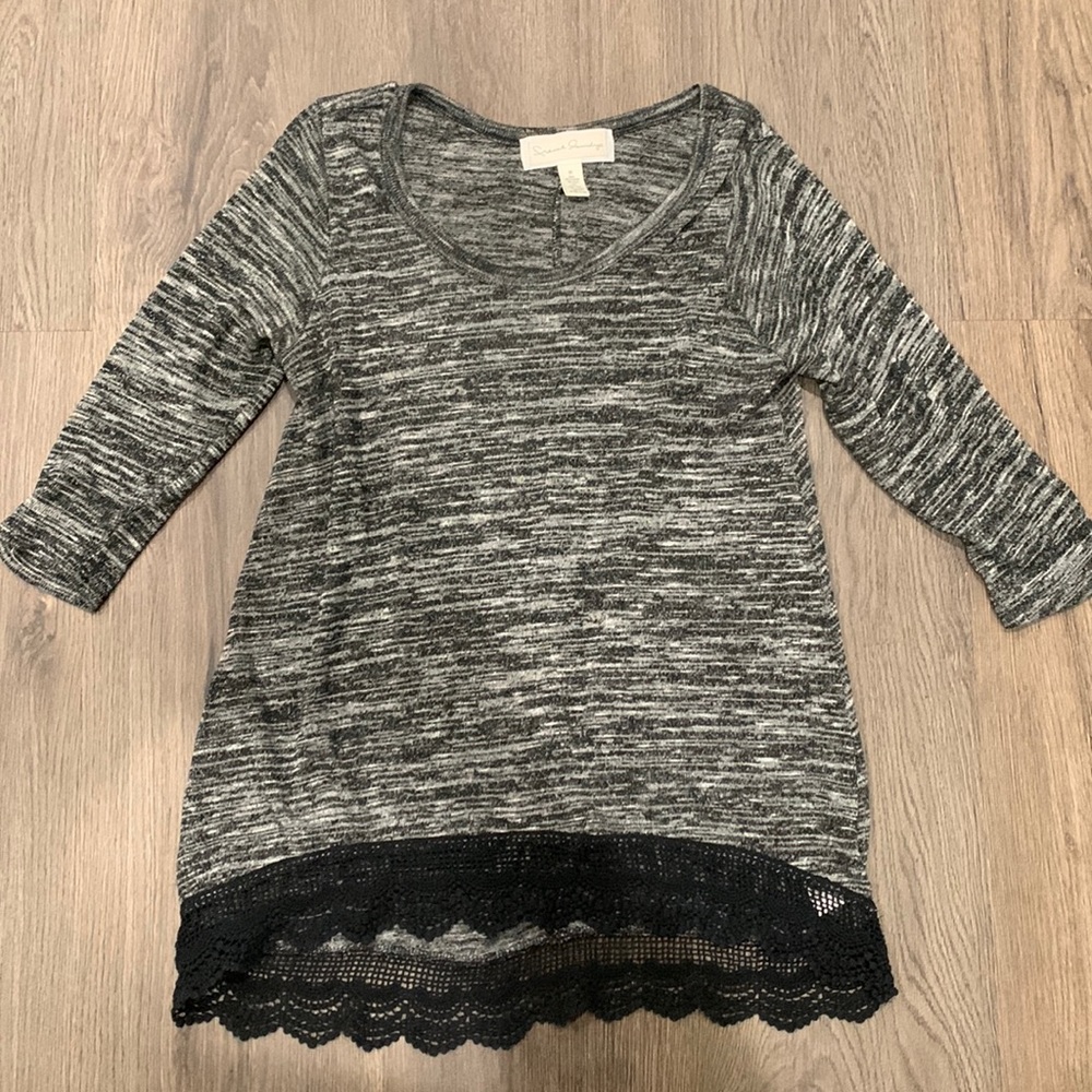 Gray and Black Top